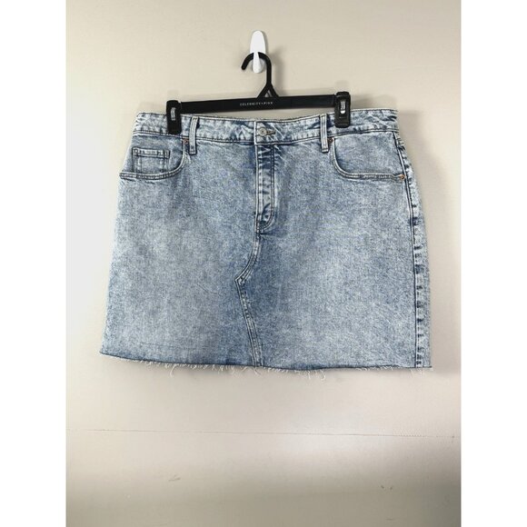 ON High Rise Pockets 18 Button Front Skirt Acid Wash Y2K 90s Vibes Skater Grunge - Picture 1 of 10